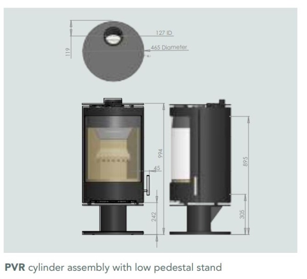 Low Pedestal (Black) for PUREVISION Cylinder Stove